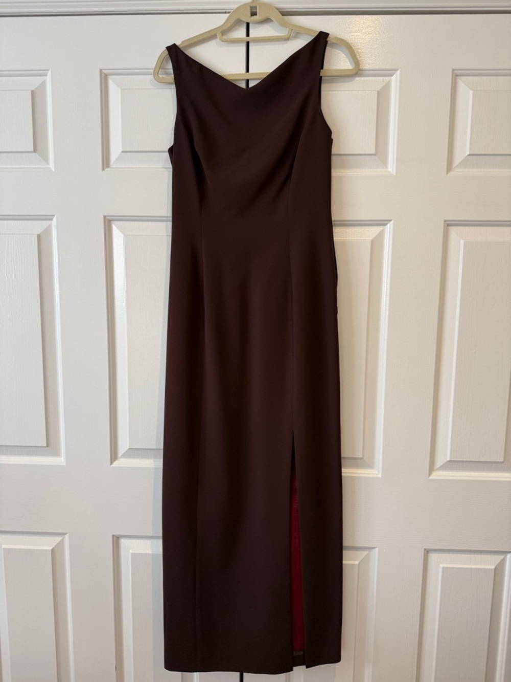 Tahari Sleeveless chocolate brown  Maxi Dress with Side Slit